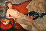 William Glackens Nude with Apple oil painting on canvas